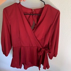 Red 3/4th sleeve blouse